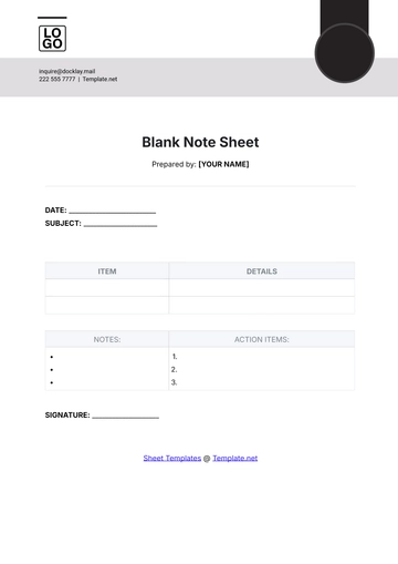 Free Blank Note Sheet Template to Edit Online