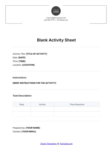 Free Blank Activity Sheet Template to Edit Online