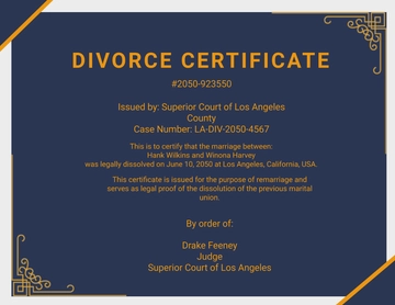 Free Divorce Certificate for Remarriage Template to Edit Online