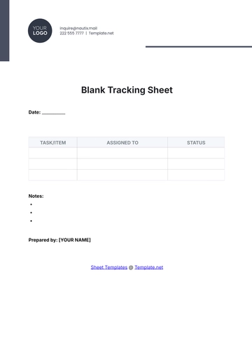 Free Blank Tracking Sheet Template to Edit Online
