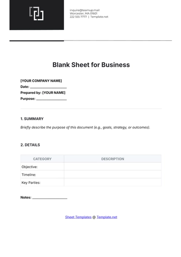Free Blank Sheet Template for Business to Edit Online