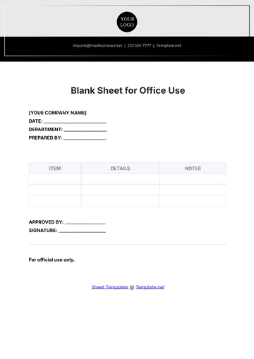 Free Blank Sheet Template for Office Use to Edit Online