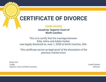 Free Professional Divorce Certficate Template to Edit Online
