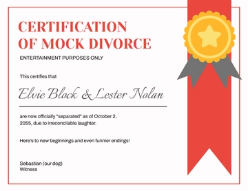 Free Mock Divorce Certificate Template to Edit Online