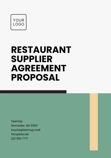 Free Restaurant Supplier Agreement Proposal Template to Edit Online