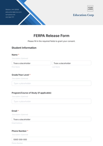 Free FERPA Release Form Template to Edit Online