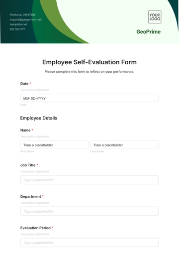 Free Employee Self-Evaluation Form Template to Edit Online