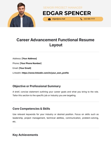 Free Career Advancement Functional Resume Layout Template