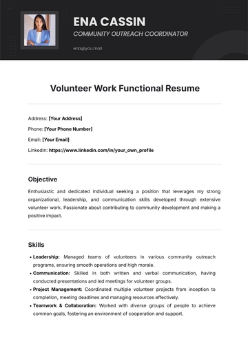 Free Volunteer Work Functional Resume Template