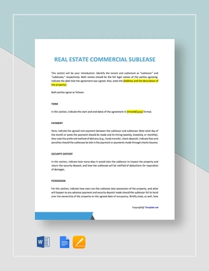 Commercial Sublease Template