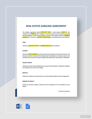 Sublease Template