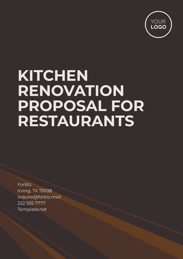 Free Kitchen Renovation Proposal for Restaurants Template to Edit Online