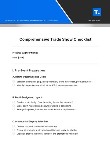 Free Comprehensive Trade Show Checklist Template to Edit Online