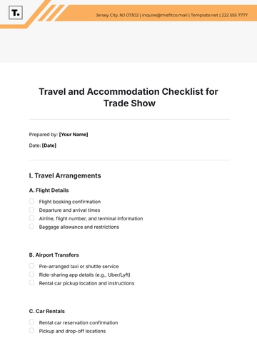 Free Travel and Accommodation Checklist for Trade Show Template to Edit Online