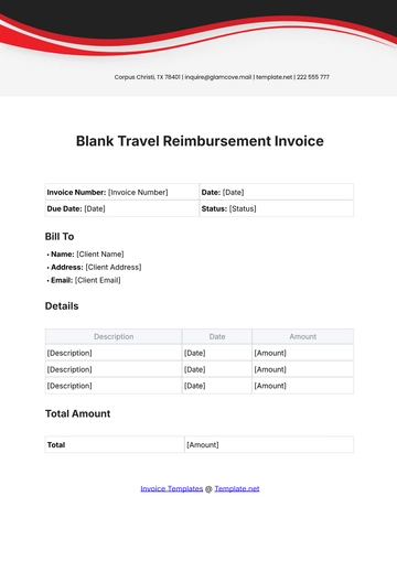 Free Blank Travel Reimbursement Invoice Template to Edit Online