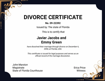 Free Simple Divorce Certificate for Records to Edit Online