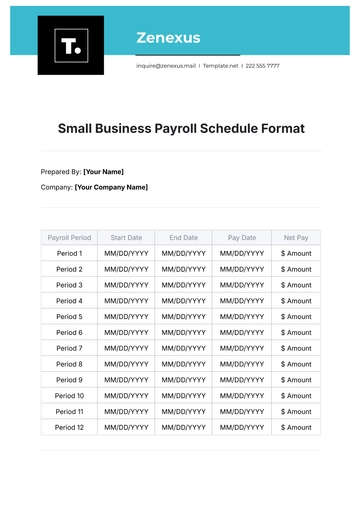 Free Small Business Payroll Schedule Format Template to Edit Online