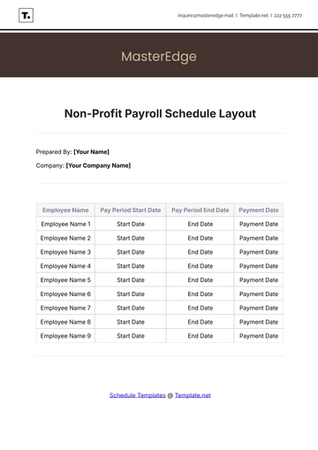 Free Non-Profit Payroll Schedule Layout Template to Edit Online