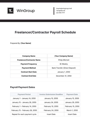 Free Freelancer/Contractor Payroll Schedule Template to Edit Online