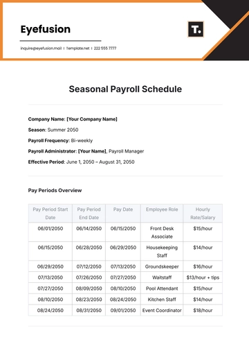 Free Seasonal Payroll Schedule Template to Edit Online