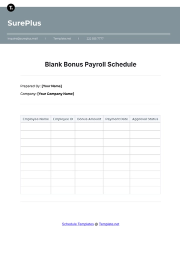 Free Blank Bonus Payroll Schedule Template to Edit Online