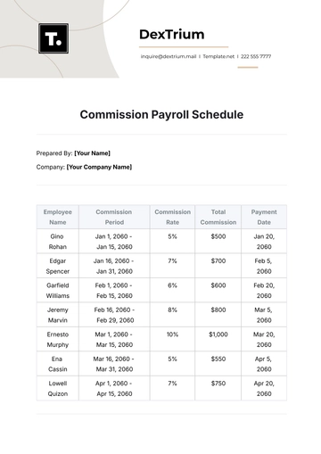 Free Commission Payroll Schedule Template to Edit Online