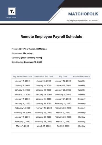 Free Remote Employee Payroll Schedule Template to Edit Online