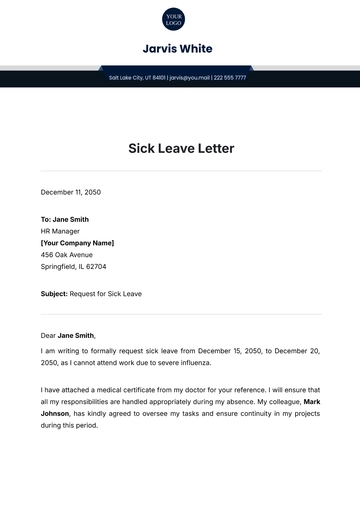 Free Sick Leave Letter Template to Edit Online