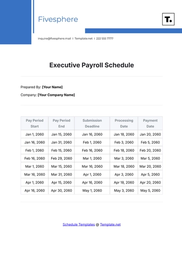 Free Executive Payroll Schedule Template to Edit Online