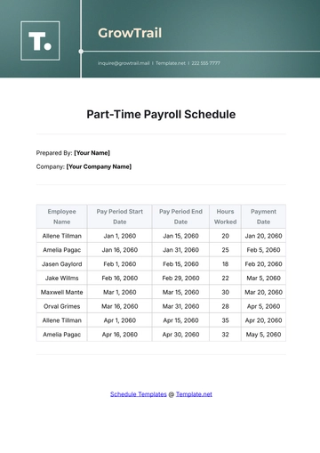 Free Part-Time Payroll Schedule Template to Edit Online
