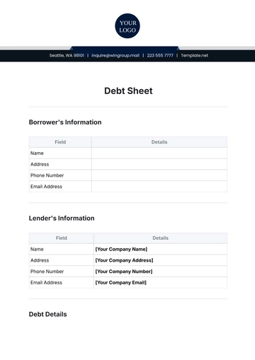 Free Debt Sheet Template to Edit Online
