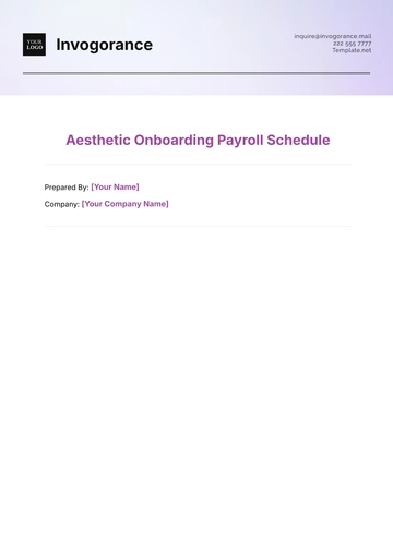 Free Aesthetic Onboarding Payroll Schedule Template to Edit Online