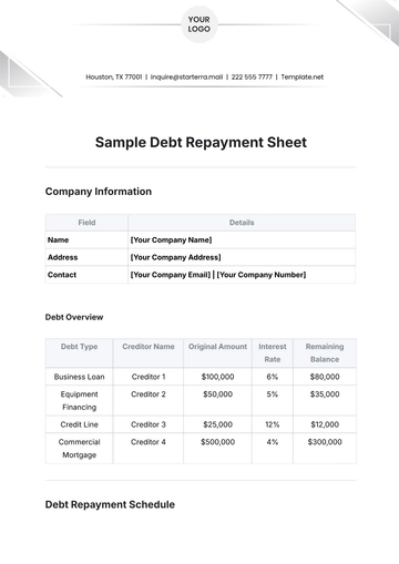 Free Sample Debt Repayment Sheet Template to Edit Online