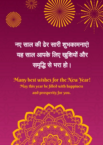 Free New Year Greeting Card in Hindi Template to Edit Online