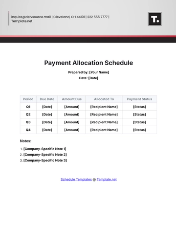 Free Payment Allocation Schedule Outline Template to Edit Online