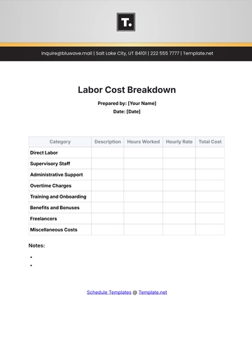 Free Labor Cost Breakdown Layout Template to Edit Online