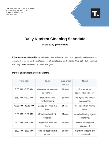 Free Daily Kitchen Cleaning Schedule Template to Edit Online