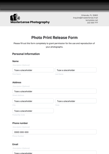 Free Photo Print Release Form Template to Edit Online Free Photo Print Release Form Template to Edit Online