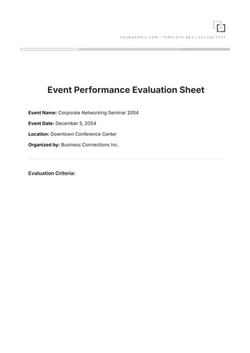 Free Event Performance Evaluation Sheet Template to Edit Online