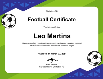 Free Football Certificate Template to Edit Online