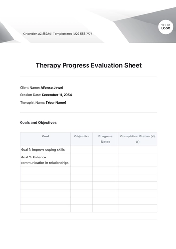 Free Therapy Progress  Evaluation Sheet Template to Edit Online
