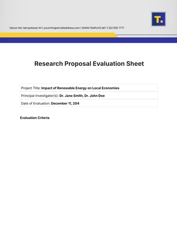 Free Research Proposal Evaluation Sheet Template to Edit Online