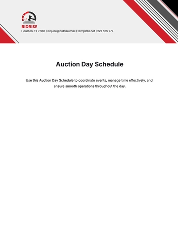 Free Auction Day Schedule Template to Edit Online