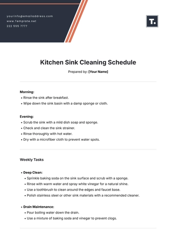 Free Kitchen Sink Cleaning Schedule Template to Edit Online