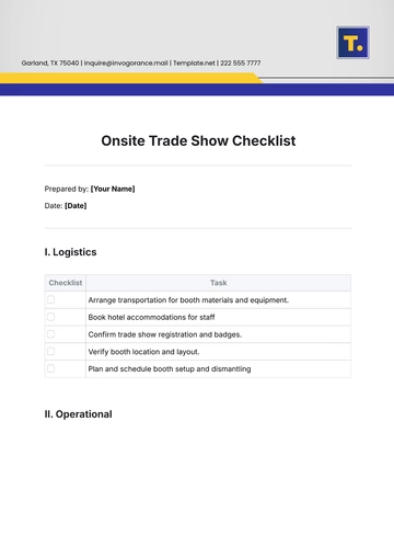 Free Onsite Trade Show Checklist Template to Edit Online