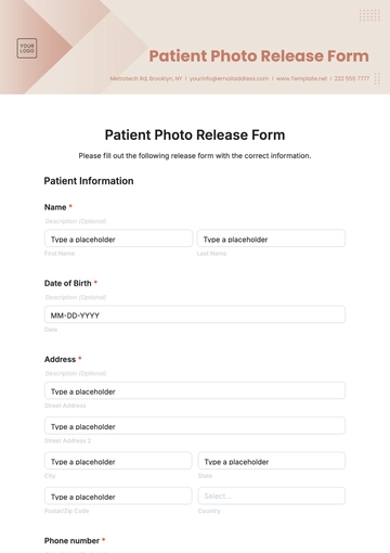 Free Patient Photo Release Form Template to Edit Online