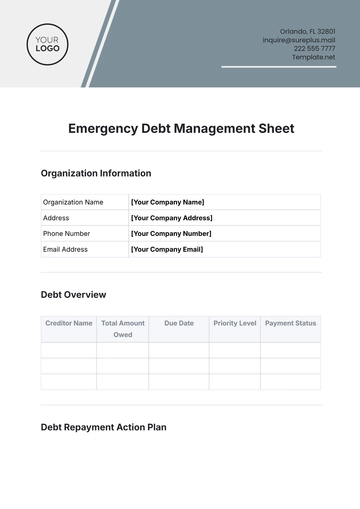 Free Emergency Debt Management Sheet Template to Edit Online