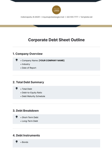 Free Corporate Debt Sheet Outline Template to Edit Online