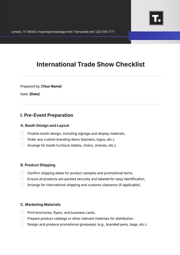 Free International Trade Show Checklist Template to Edit Online