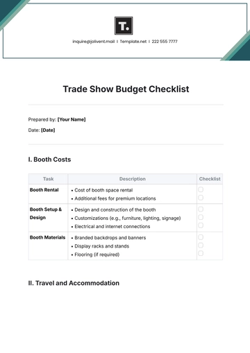 Free Trade Show Budget Checklist Template to Edit Online
